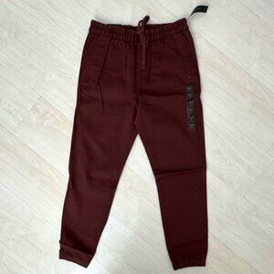 Banana Republic Travel Jogger Midrise Tapered Leg Maroon Mens Small
